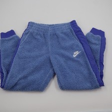 Nike Sherpa Fleece Joggers Womens Medium Blue High Pile Tapered Sweatpants