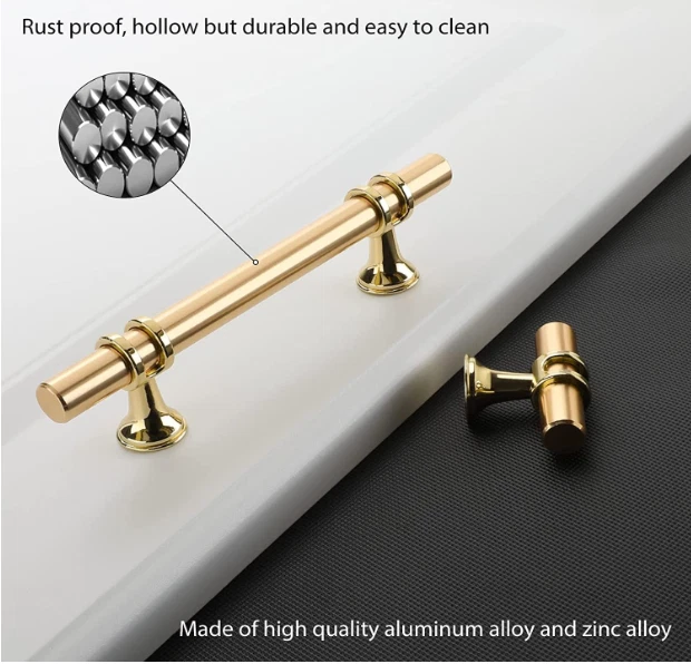 Juego de 10 tiradores dorados de 3 дюйма en latón cepillado para gabinetes y cajones. - Изображение 3 из 4