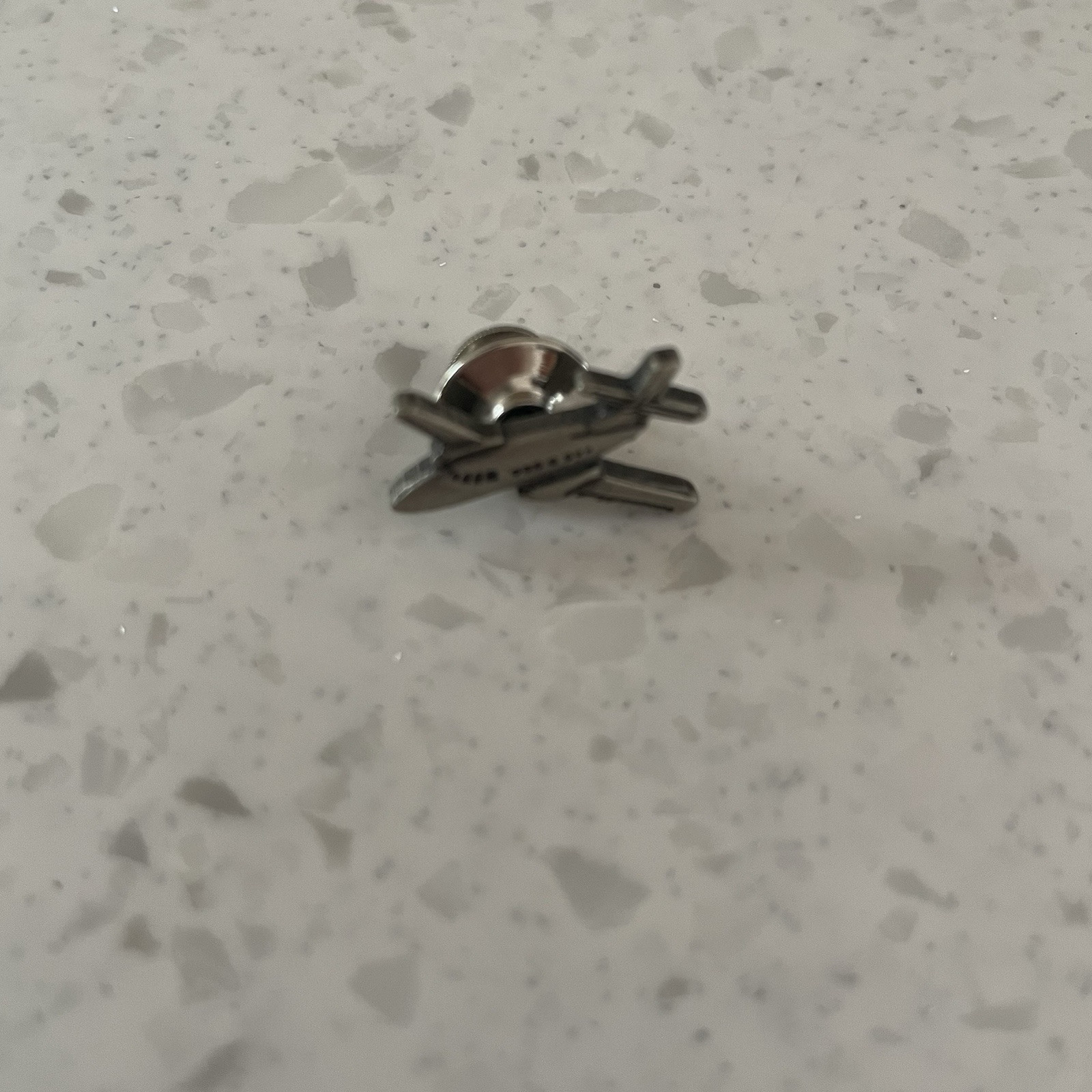 Silver Gray  Airplane Pin Lapel Toe Tack