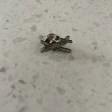 Silver Gray  Airplane Pin Lapel Toe Tack