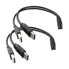 2Pack USB 3.0 Female to Dual USB Male Extra Power Data Y Extension Cable for ...