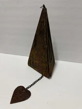 Vintage Joe Coniff Style Triangle Metal Wind Chime Heart Rust Original MCM