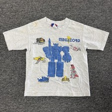 Vintage 90s Mighty Morphin Power Rangers Megazord Gray T-Shirt Youth - Size S