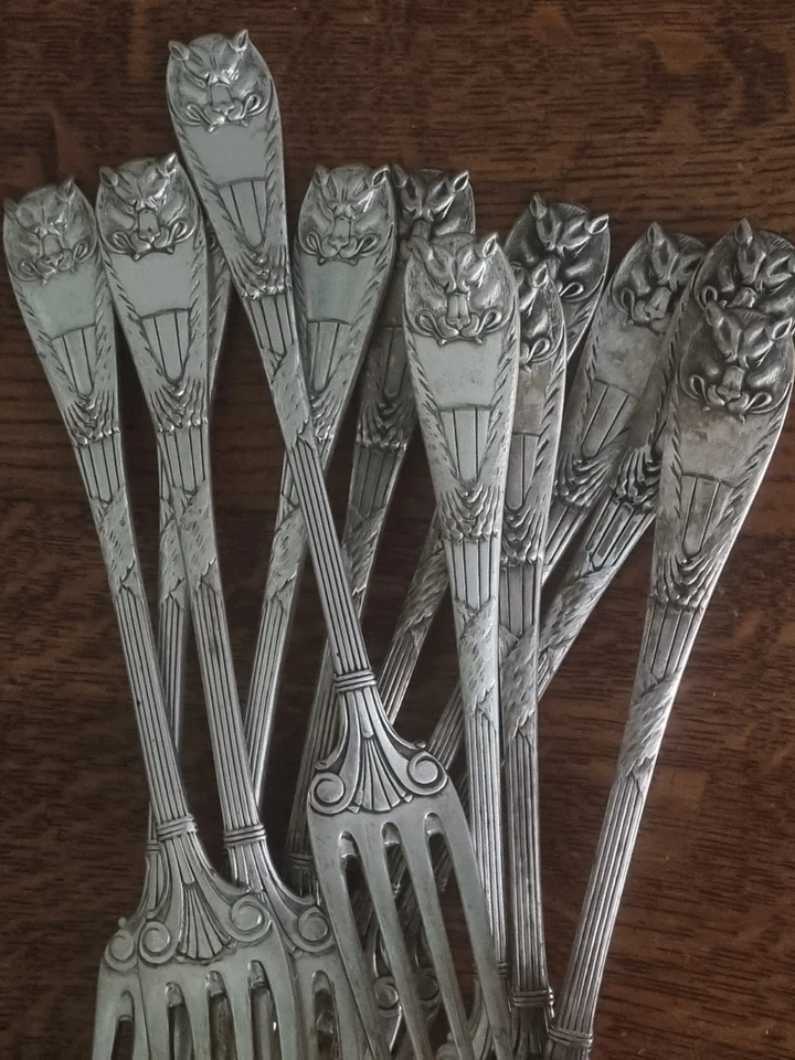 Tenedor de mesa Fraget Peau de Lion plateado 22 cm Rossigneux cubiertos RAROS Foto 2 de 4