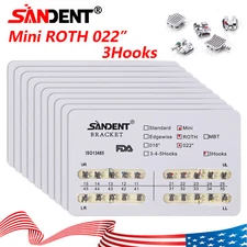10 bags Dental Orthodontic Metal Braces Bracket Mini Roth 022 Slot 3-Hooks DL