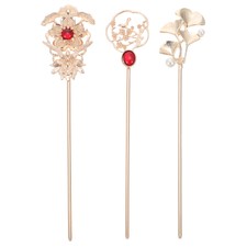 3PCS Alloy Hair Stick Retro Hairpins Costume Headdress Hair Fork for Women Lady