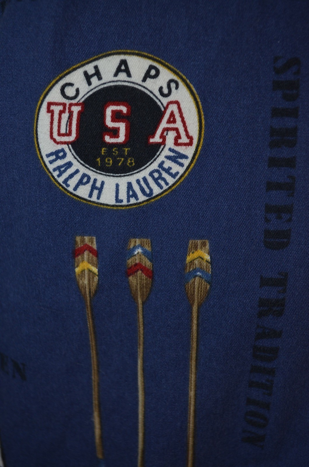 FILA Camicia sportiva Chaps Ralph Lauren stampa DOP canottaggio barca a vela vintage anni '90