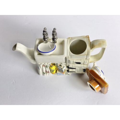 Vintage Made in England Paul Cardew Mini One Cup Kitchen Sink Teapot Rare Nice! - Picture 5 of 11
