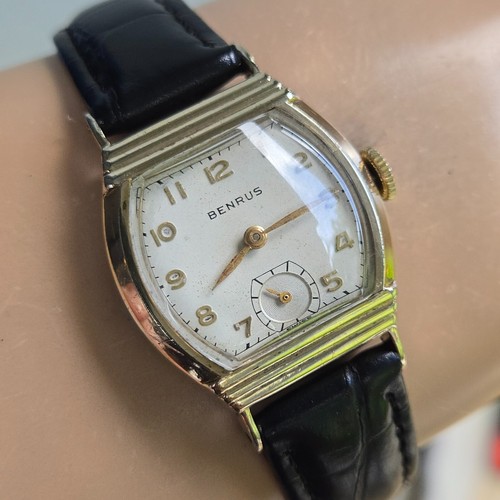 Vintage BENRUS men's manual wind watch ETA 900 15Jewels 10K RGP 1950s - Picture 2 of 16