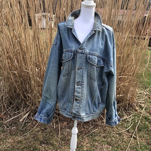 Rare Denim Trucker Jacket Jordache Jeepers Trashed Distressed XL Embroidery Jeep - Picture 5 of 19