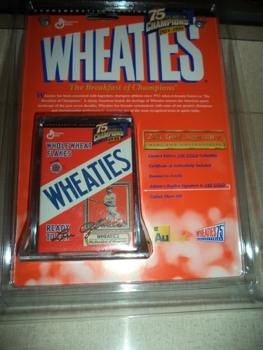 Mini caja Wheaties 1999 LOU GEHRIG 75 años de campeones oro 24K firma - Imagen 1 de 2