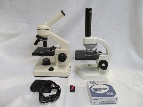 Microscopio de estudiante K-12 blanco vintage 4X 10X 40X y mira telescópica Am con luz - Imagen 6 de 19