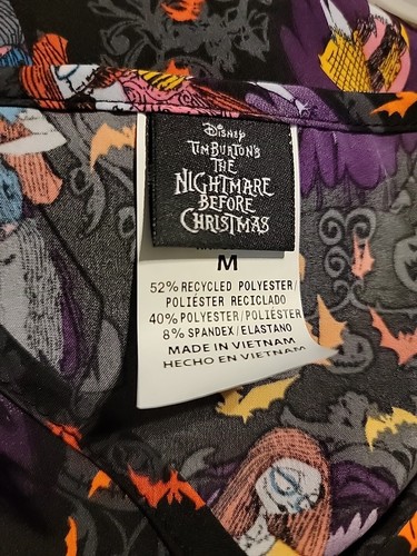 Disney Tim Burton's Nightmare Before Christmas Scrub In Size Medium Pockets NWT - Picture 9 of 10