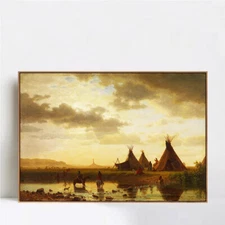 Framed Canvas Giclee Print Series#127 by Albert Bierstadt Wall Art Home Decor