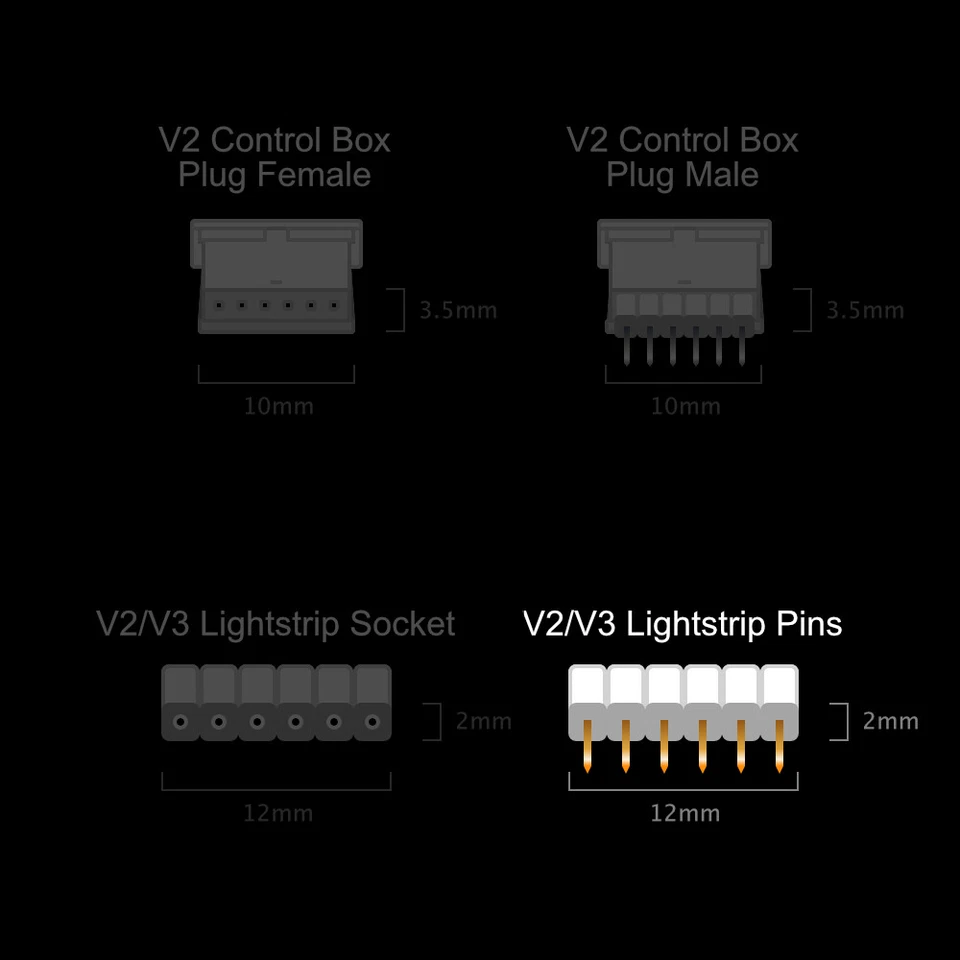 V3 WHITE Pin Strip | for Philips Hue Lightstrip Plus V3 | Male 6 Pin Single PCB - Image 2 of 4
