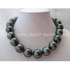 Beauty Black South Sea Shell Pearl Round Beads Necklace 18'' 10/12/14/16/18/20mm