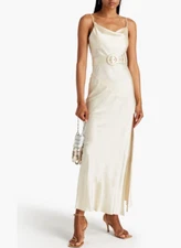 NICHOLAS Sz 2 Simone Gown Cowl Neck Silk Cream/defect