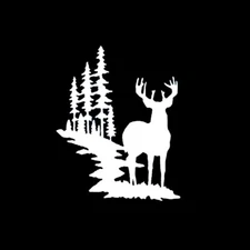 Buck Deer Woods 5" White Vinyl Decal Car Truck Windows Laptop Tablet