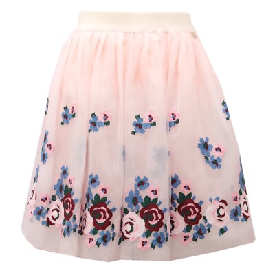 0770AD gonna bimba girl SIMONETTA tulle pink multicolor embroidered skirt kids