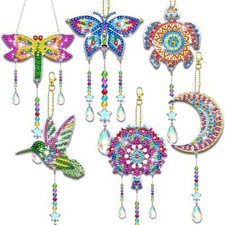 6 Pcs Diamond Painting Suncatchers Double Sided 5d Diamond Painting Wind Chime