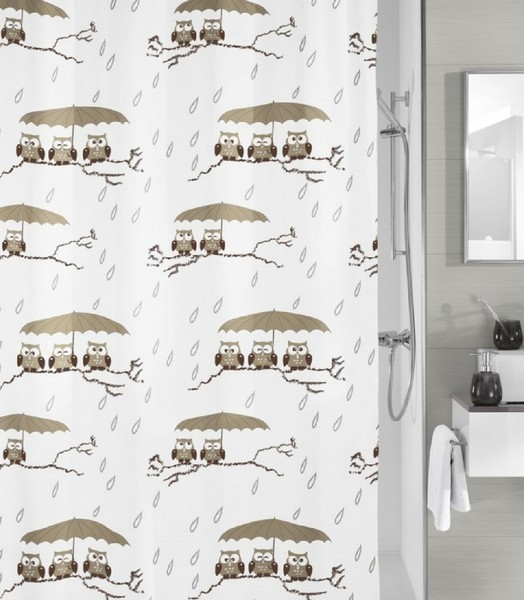 Duschvorhang Textil Eulen Fb.: Taupe 120X200 Cm Kleine Wolke Topp Design-image