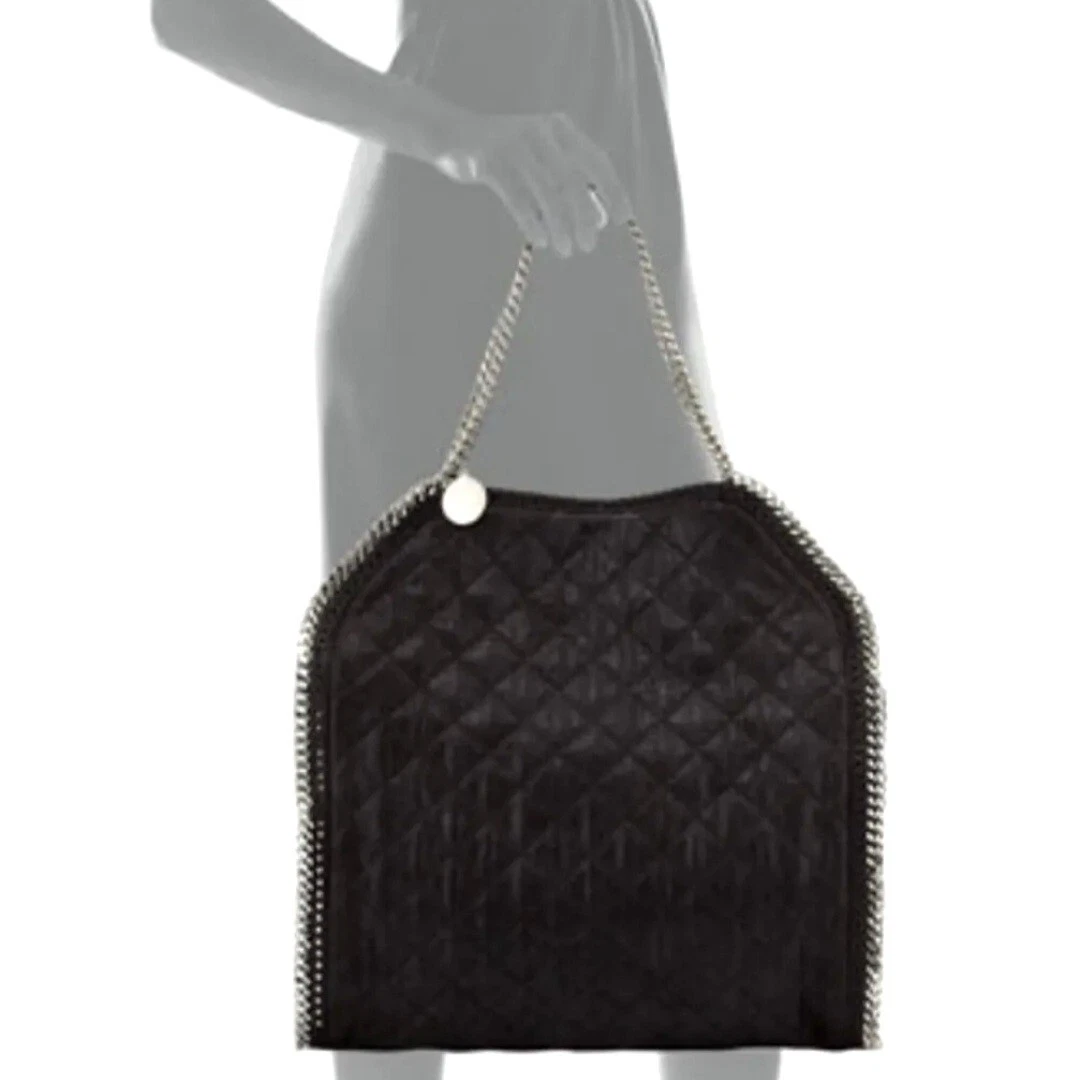 Stella McCartney — STELLA MCCARTNEY Falabella Big Large Quilted Tote Bag Handbag Black