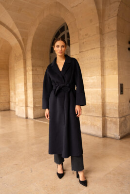 Damen Mantel Frauen Langer Mantel aus Wolle mit Gürtel New Herbst/Winter 2024