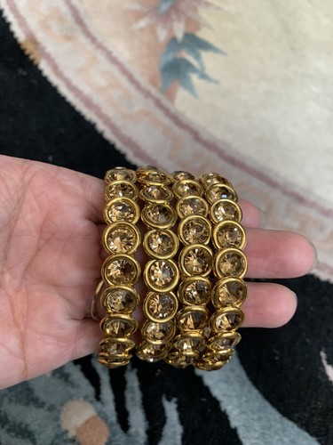 Indian Jewelry Gold Plated Rhinestone Bangle Bracelet Kada multi color & size - Picture 10 of 12