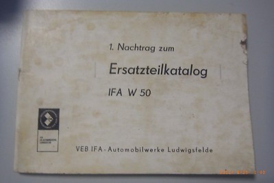 1st supplement to the spare parts catalogue IFA W50 