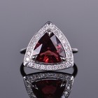 Rubellite and Diamond Halo Cocktail or Right Hand Ring in White Gold