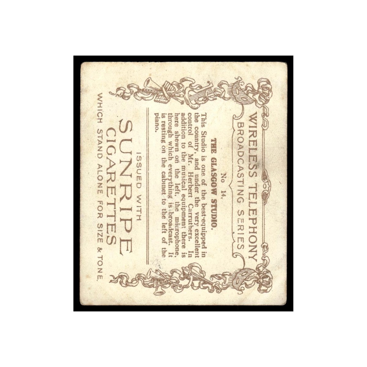 cheap cigarettes glasgow The Glasgow Studio 1923 Sunripe Cigarettes Wireless Telephony #14 VG