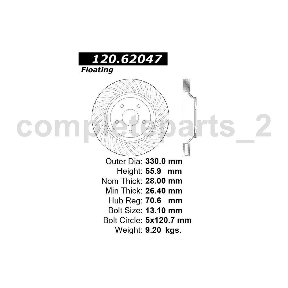 2 передних тормозных диска подходят для Chevrolet Corvette 5,7 л - Изображение 4 из 4