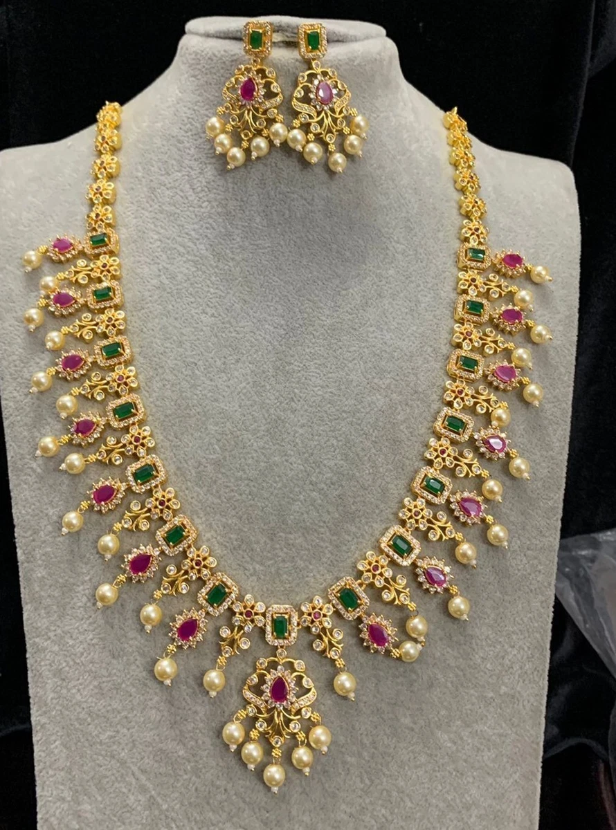 One gram gold emerald necklace deals