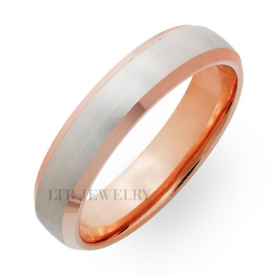 14K WHITE ROSE GOLD MENS WEDDING BANDS, TWO TONE GOLD MENS