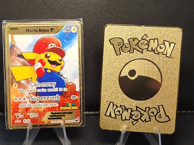 Pikachu Mario & Luigi CUSTOM Made Metal Card Collectible