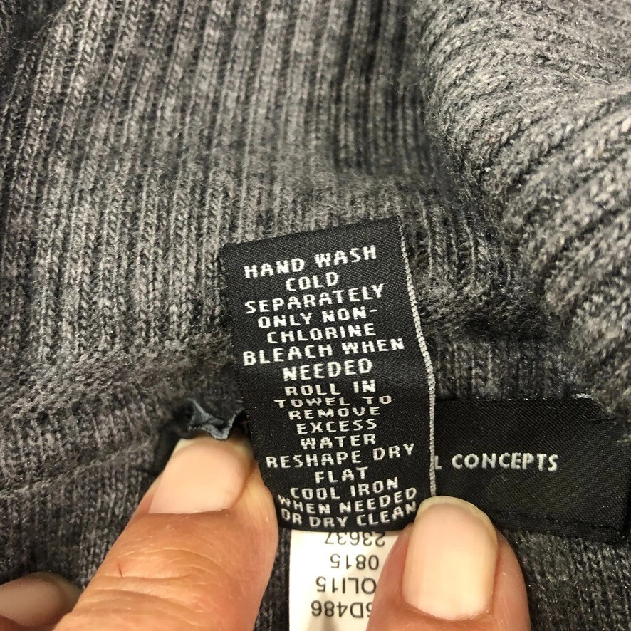 Suéter INC Mujer XL Gris Lana Seda Mezcla Cachemira Capucha Cuello Pullover Túnica Foto 4 de 4