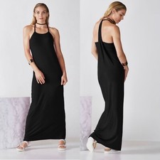 Fabletics Women’s Size XS Sleeveless Black Neema Draped Maxi Tank Dress
