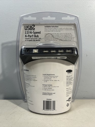 Belkin (F5U224) 2.0 Hi-Speed USB 4-Ports External Hub Sealed New - Picture 2 of 6
