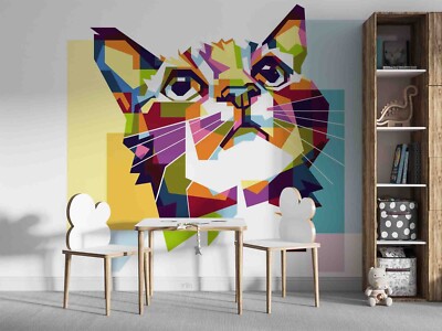3D Painted Animal Cat Self-adhesive Removable Wallpaper Murals Wall 30