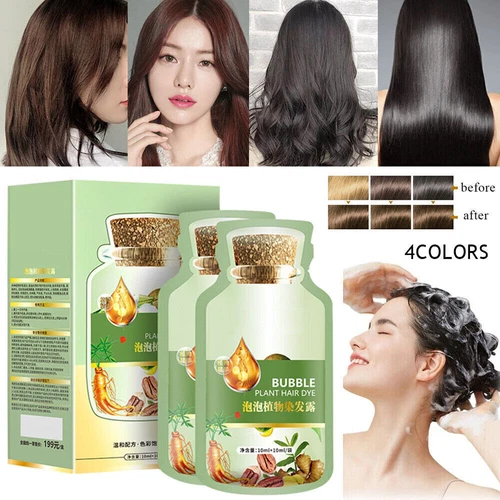 30mlx10 packs Natural Plant Hair Dye New_Botanical Bubble Hair Dye Shampoo Color - Picture 3 of 15