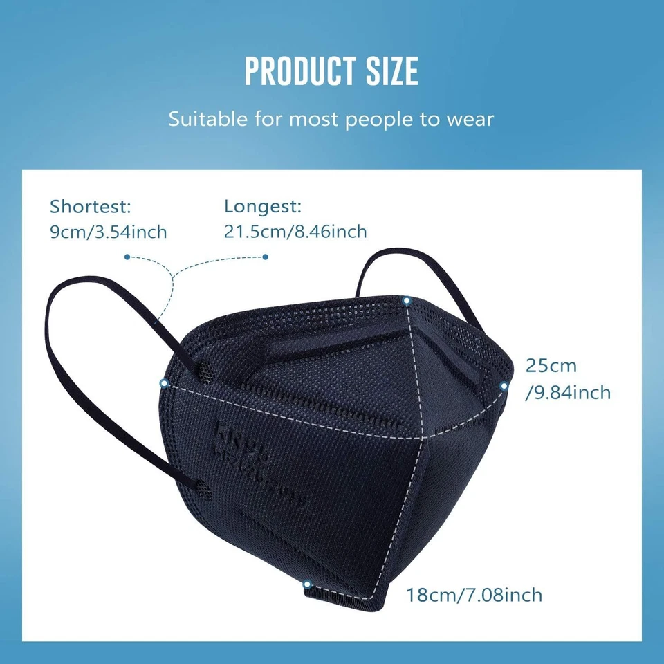 Máscara facial protectora de 5 capas desechable 10/50/100/200 piezas azul KN95 marcas KN95 Foto 2 de 4