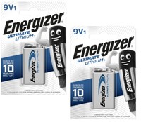 2X Batteria 9V E-Block Energizer Ultimate Lithium 6LR61 MN1604 - Rilevatore Di Fumo