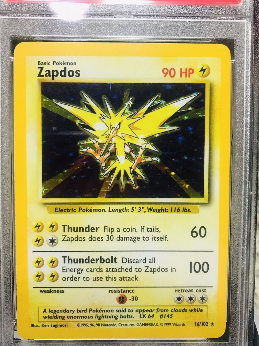 PSA 9 MINT Zapdos 16/102 Base Set HOLO RARE Pokemon Card | eBay