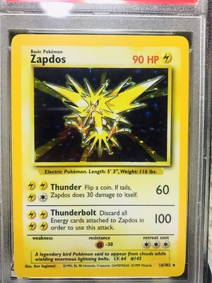 PSA 9 MINT Zapdos 16/102 Base Set HOLO RARE Pokemon Card | eBay