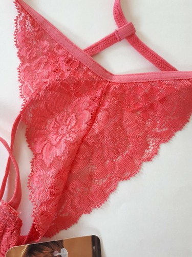 Shirley of Hollywood Coral Pink Boob-Out Chemise S M L Designer Slip Nightie - Picture 6 of 12