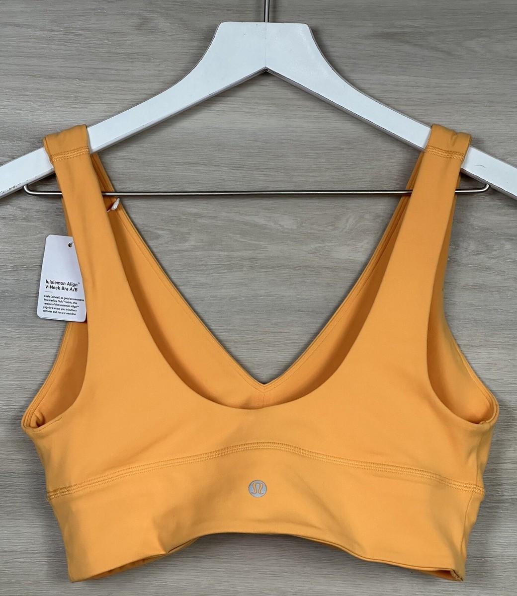 のん Lululemon Align V Neck Bra Light Support Size 12 A/B Cup Mango