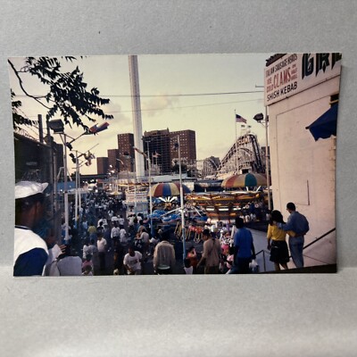 Vintage Found Photo Deno's Wonder Amusement Park Coney Island Cyclone & Crowd