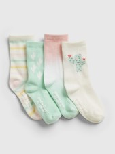 NEW GAP Toddler Girls Pastel Cotton Crew Socks Cactus Stripes 4-Pack 2-3 YRS