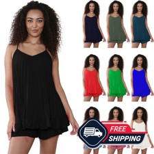 Women Italian Cami Swing Top Skirt 2 Piece Set Ladies Summer Casual UK 8-22