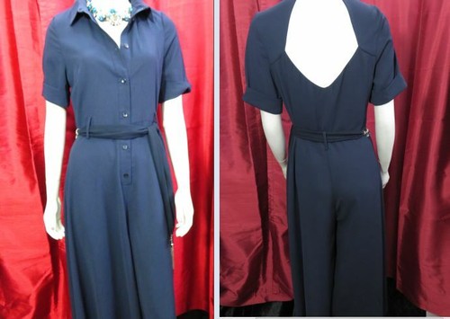 Asos Marine Stylischer Jumpsuit Culotte Kleid Stil Cut Out Rücken S/Ärmel UK10 Neu mit Etikett